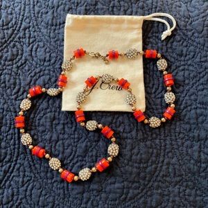 J. Crew Gold, Crystal, Orange & Purple Necklace